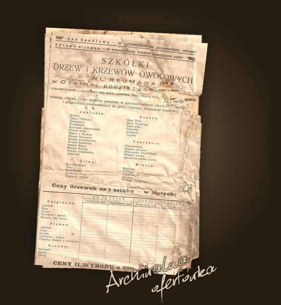 stare dokumenty sprzedaży drzew owocowych